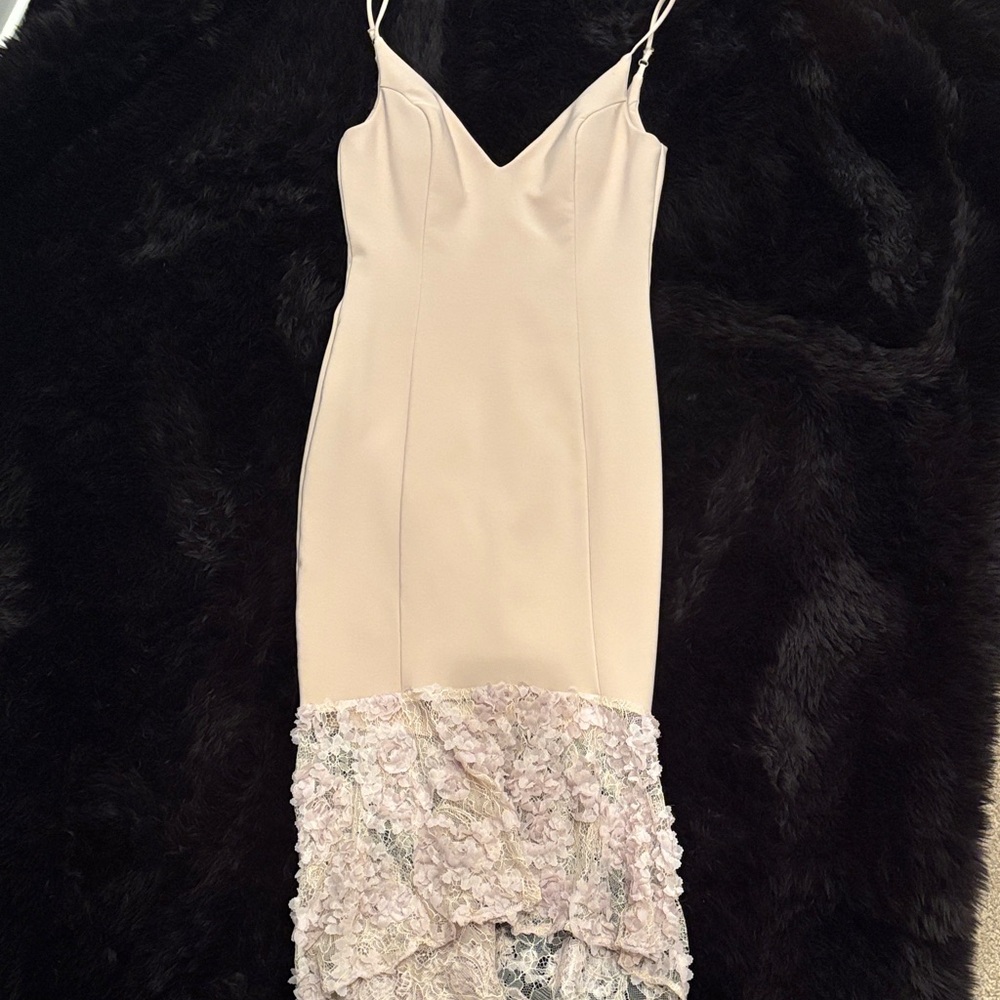 Elegant Cream Floral High Low Dress
